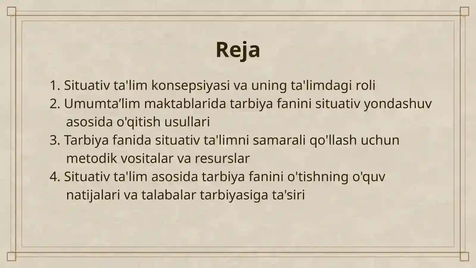 SITUATIV TA'LIM ASOSIDA UMUMTAʼLIM MAKTABLARIDA TARBIYA FANINI O'QITISH 2