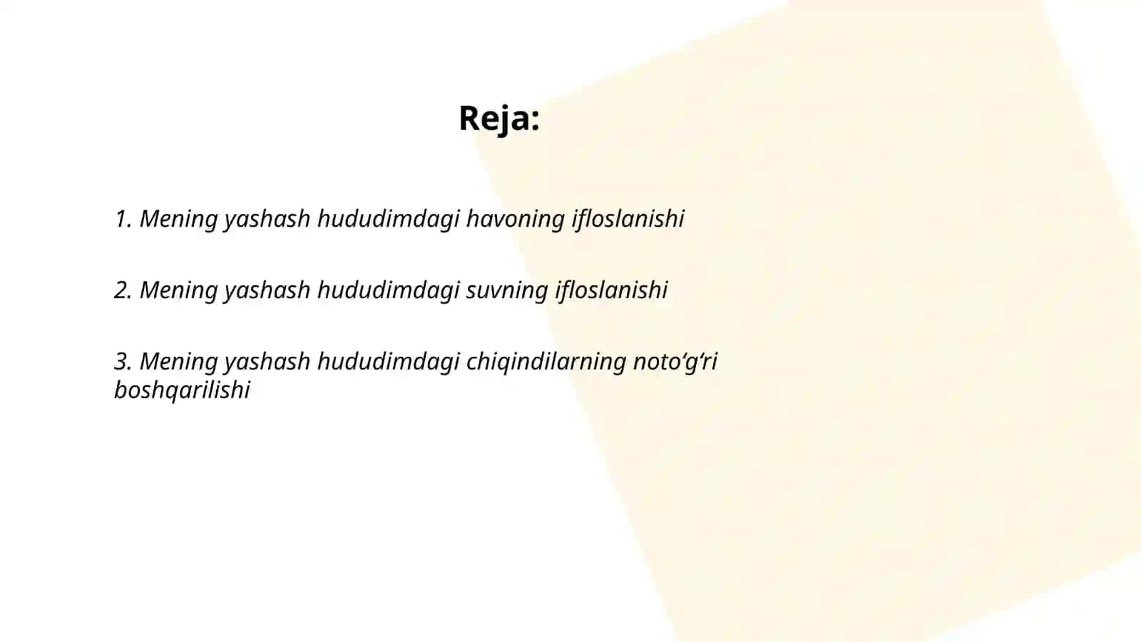 Mening yashash hududimdagi ekologik muammo 2