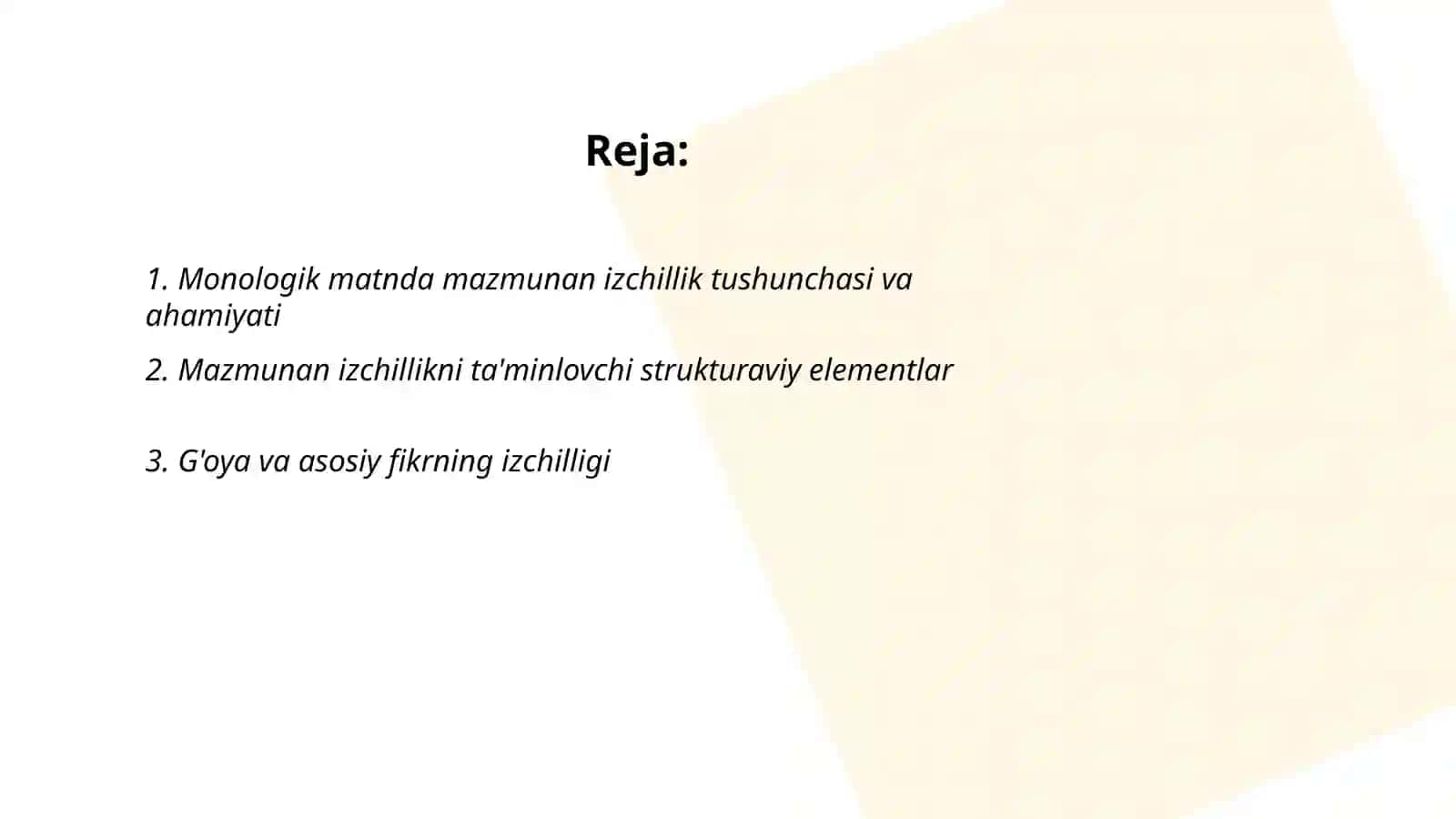 Monologik matnda mazmunan izchilligi va ohang 2