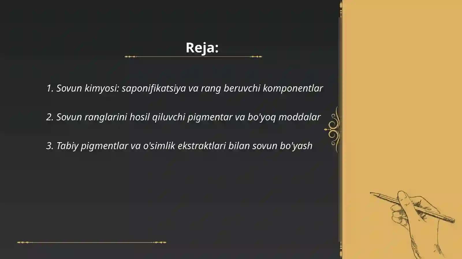 Ranglar tilida kimyo Sovun 2