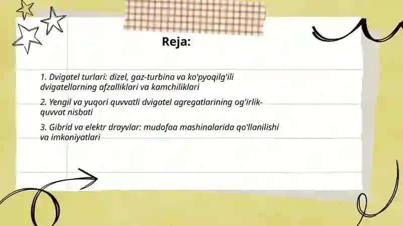 Zamonaviy havo hajumidan mudofaa mashinalarining dvigatellari va transmissiyasi 2
