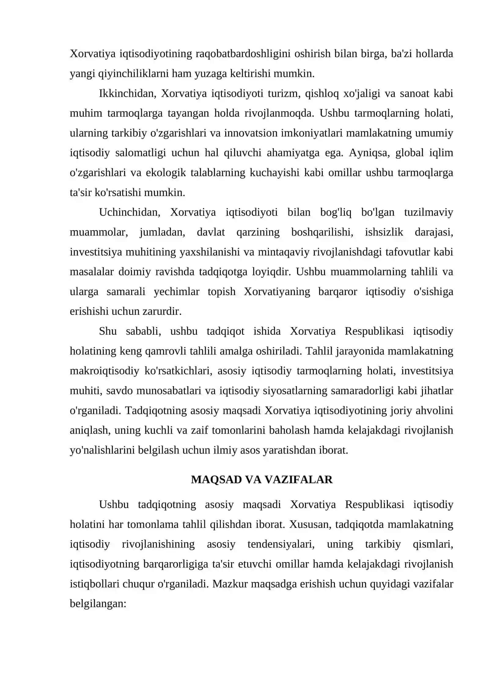 XORVATIYA DAVLATINING IQTISODIY HOLATINI TAHLIL QILISH 2