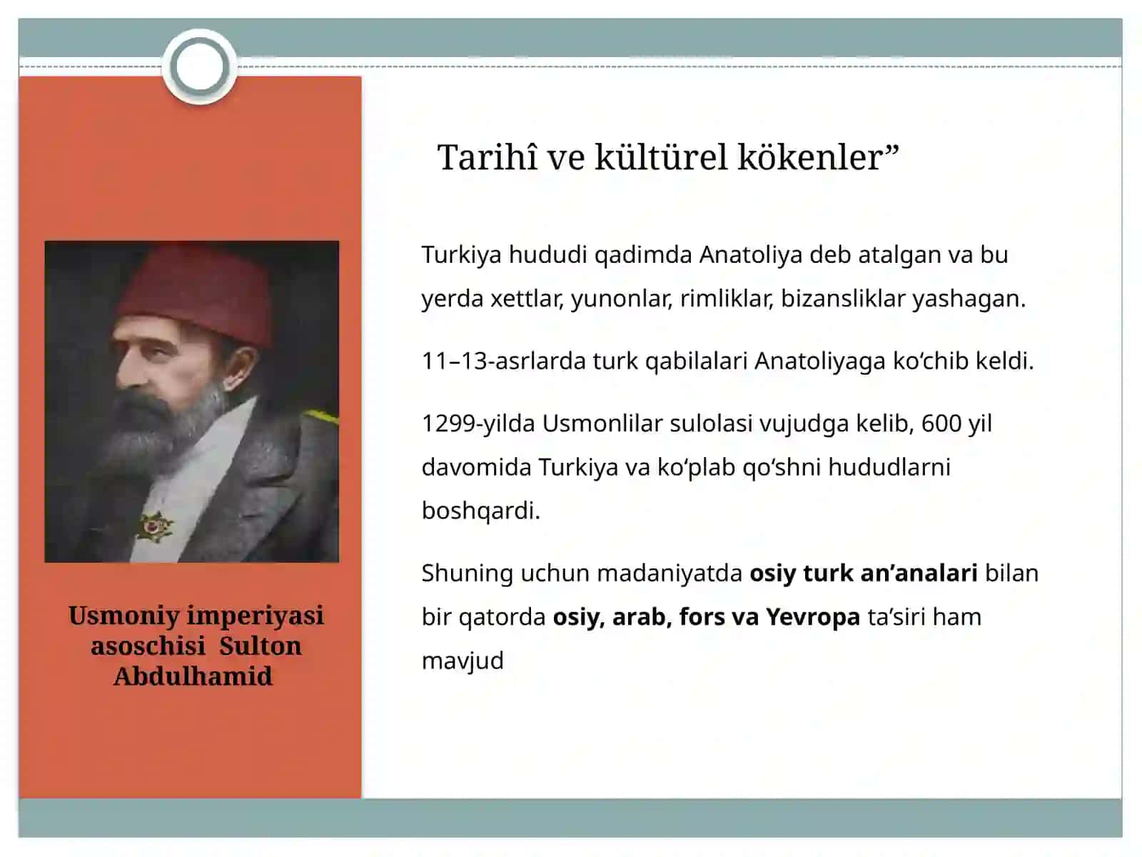 Turkiya madaniyati  “Türkiye Kültürü” 2