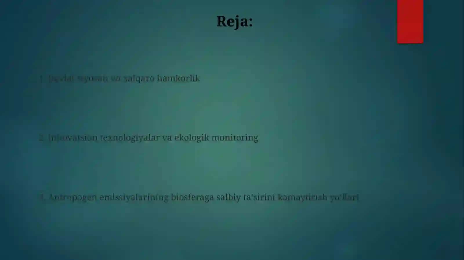 Antropogenomillarning biosferaga saʼlbiy taʼsiri kamaytirish 2