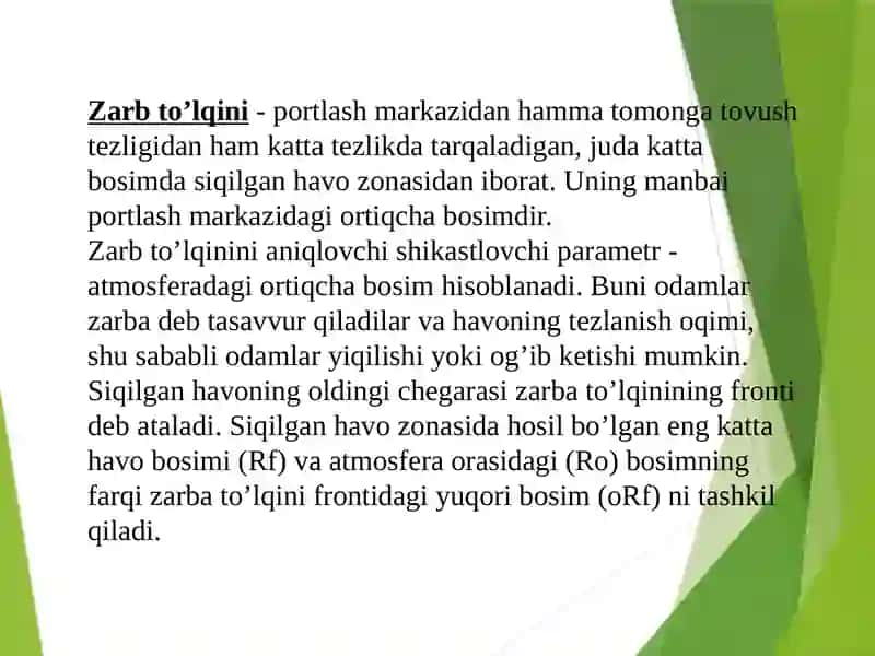 ZARB TO’LQINI, IONLASHTIRUVCHI NURLAR, YORUG’LIK AJRALISHI, JABRLANISH ZONALARI TAVSIFI 2