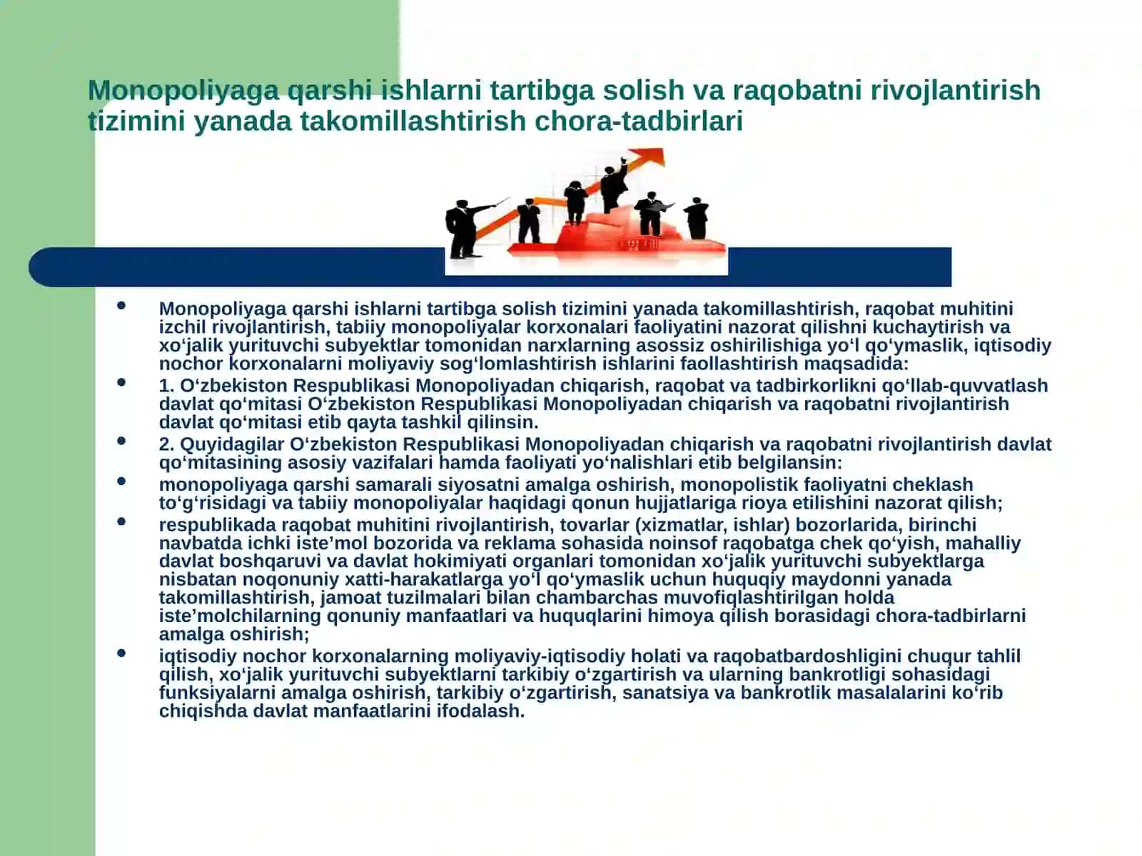 Monopoliya va raqobatning tizimini yanada takomillashtirish 2