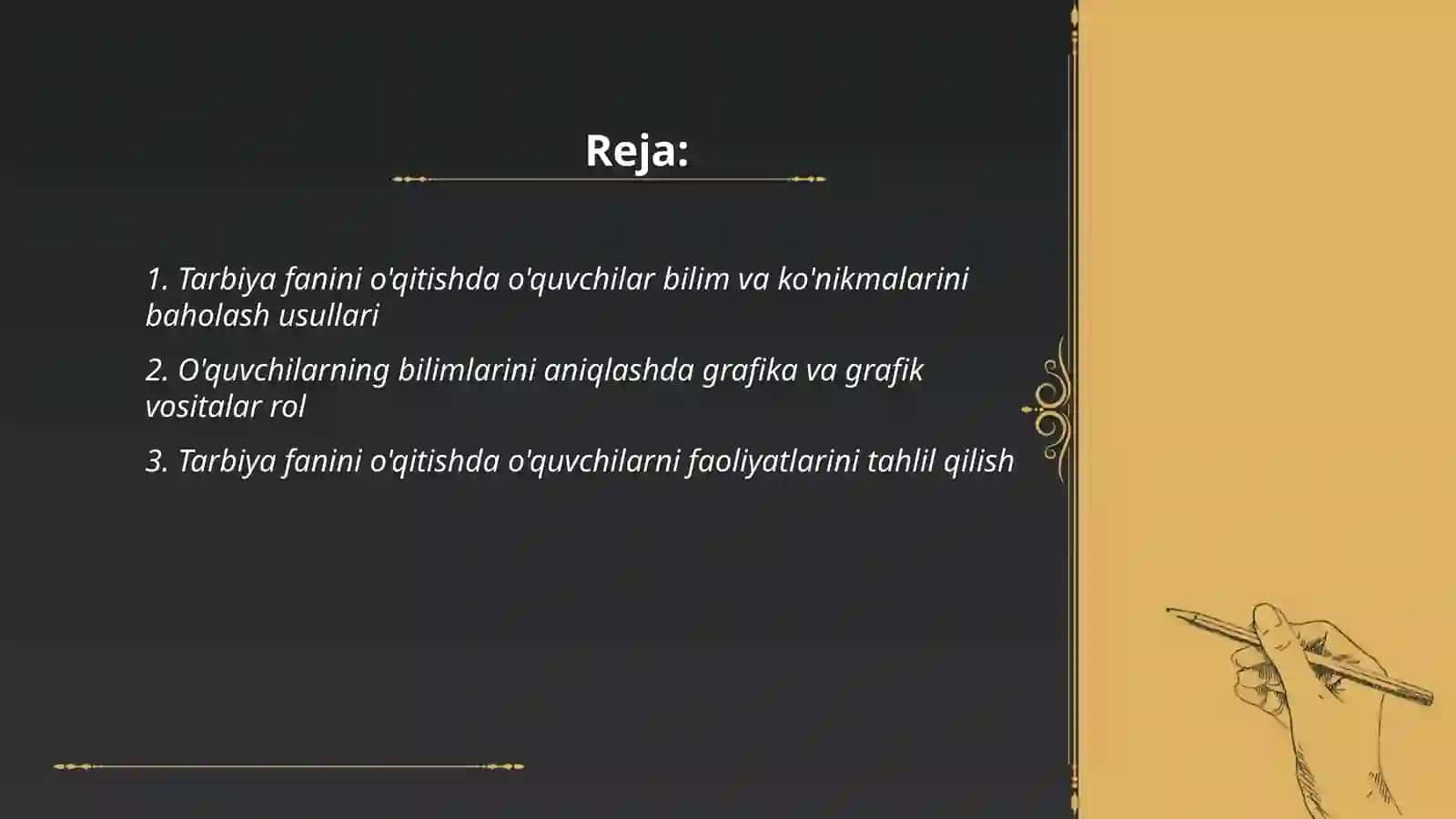 TARBIYA FANINI O'QITISHDA O'QUVCHILARNING BILIM KO'NIKMA VA MALAKALARNI TASHXIS ETISH 2