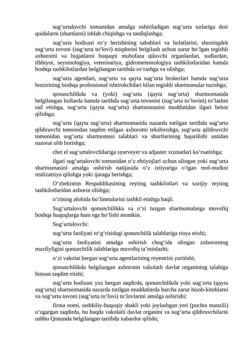 Sug‘urta Subʼektlarining Huquq va Majburiyatları 2
