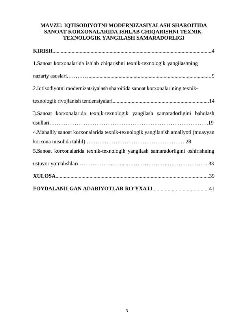 IQTISODIYOTNI MODERNIZASIYALASH SHAROITIDA SANOAT KORXONALARIDA ISHLAB CHIQARISHNI TEXNIK-TEXNOLOGIK YANGILASH SAMARADORLIGI 2