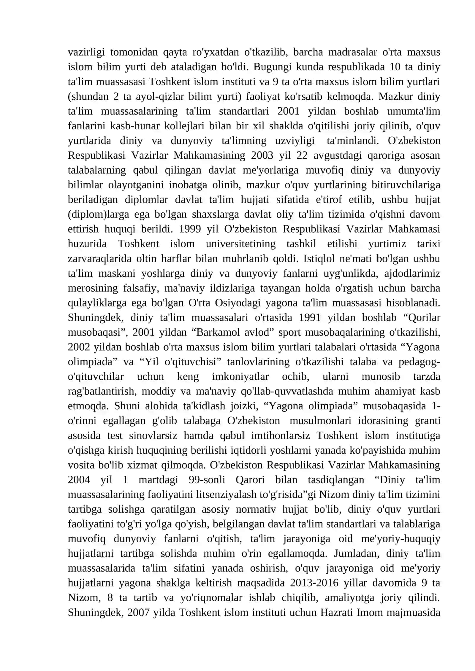 15-MAVZU. DUYOVIY BILIMLAR VA DINIY E’TIQOD BIRLIGIGA ERISHISHNING AHAMIYATI. 2