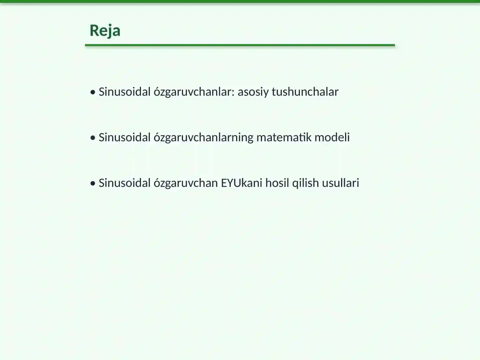 Sinusoidal ózgaruvchan EYUkani hosil qilish 2