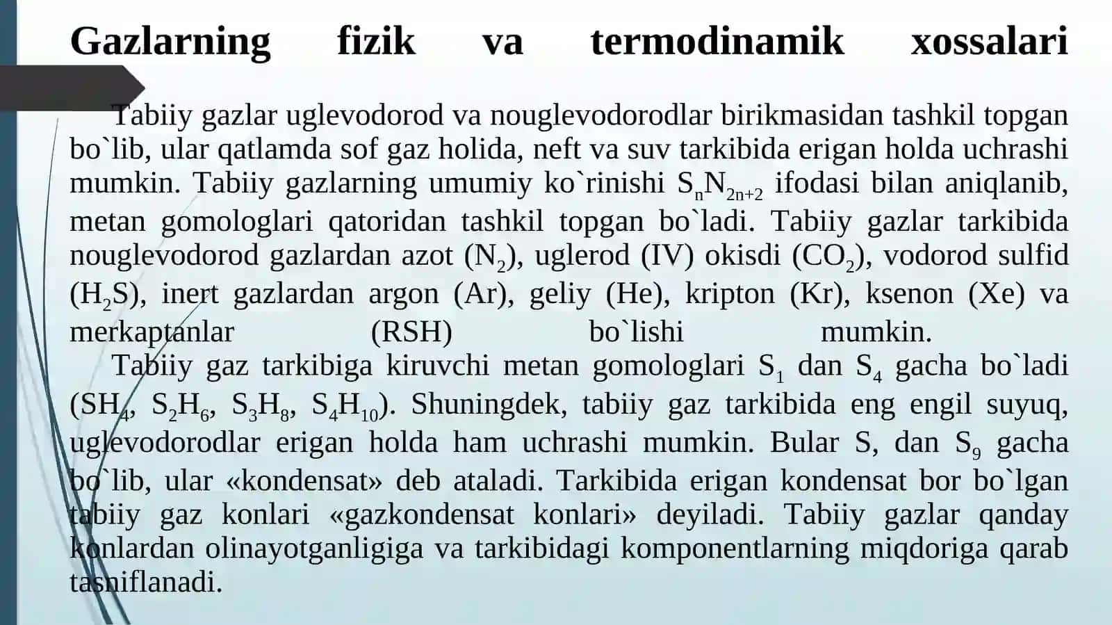 1-Amaliy mashg'ulot: Gazlarni saqlashda fizik va termodinamik xossalari 2