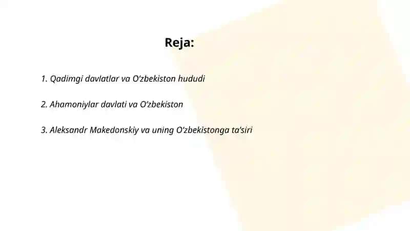 O‘zbek davlatchiligining tarixiy bosqichlari (O‘zbekiston hududidagi davlatlar tarixi misolida) 2