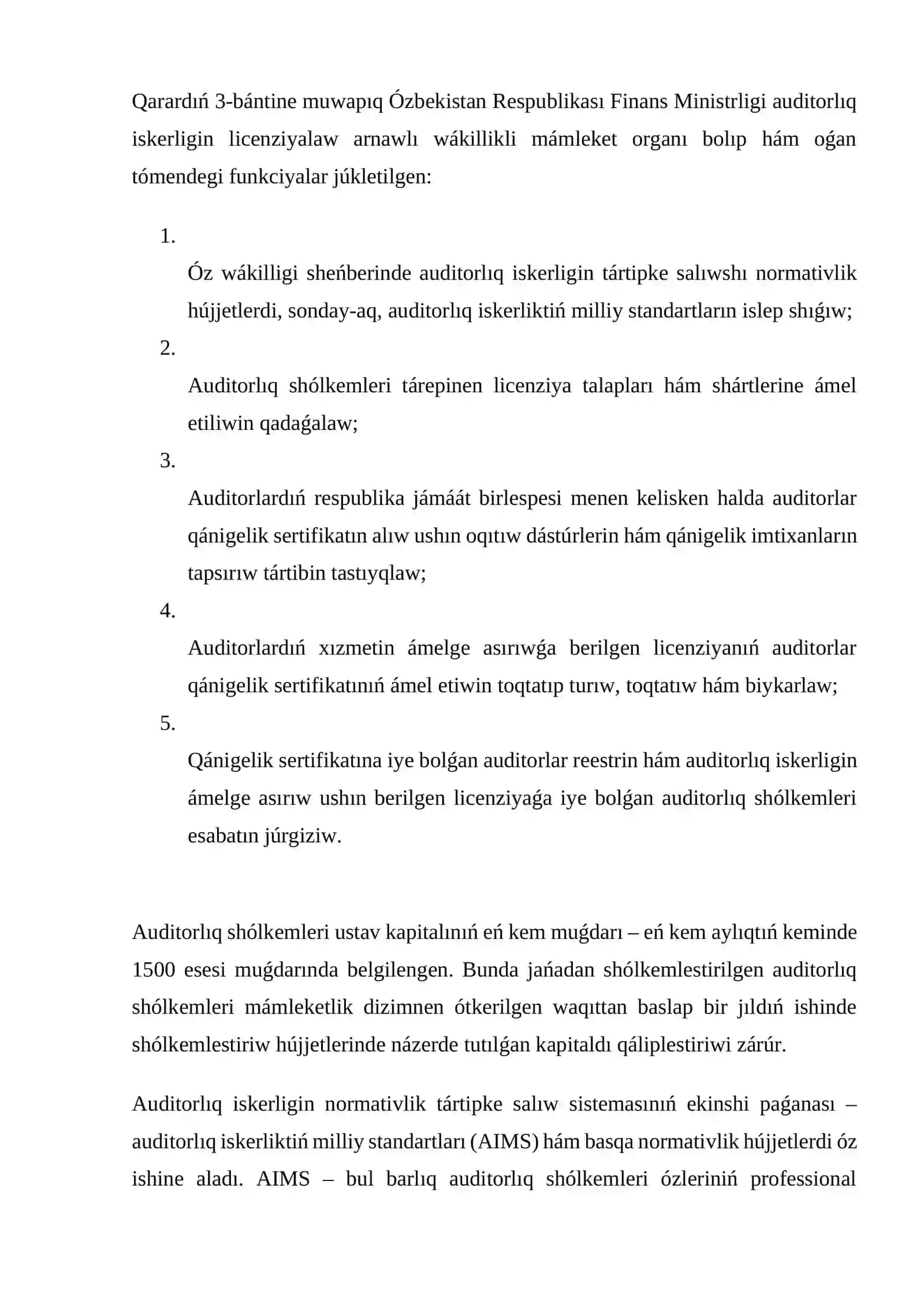 AUDITORLIQ ISKERLIGININ` HUQIQIY TIYKARLARI 2