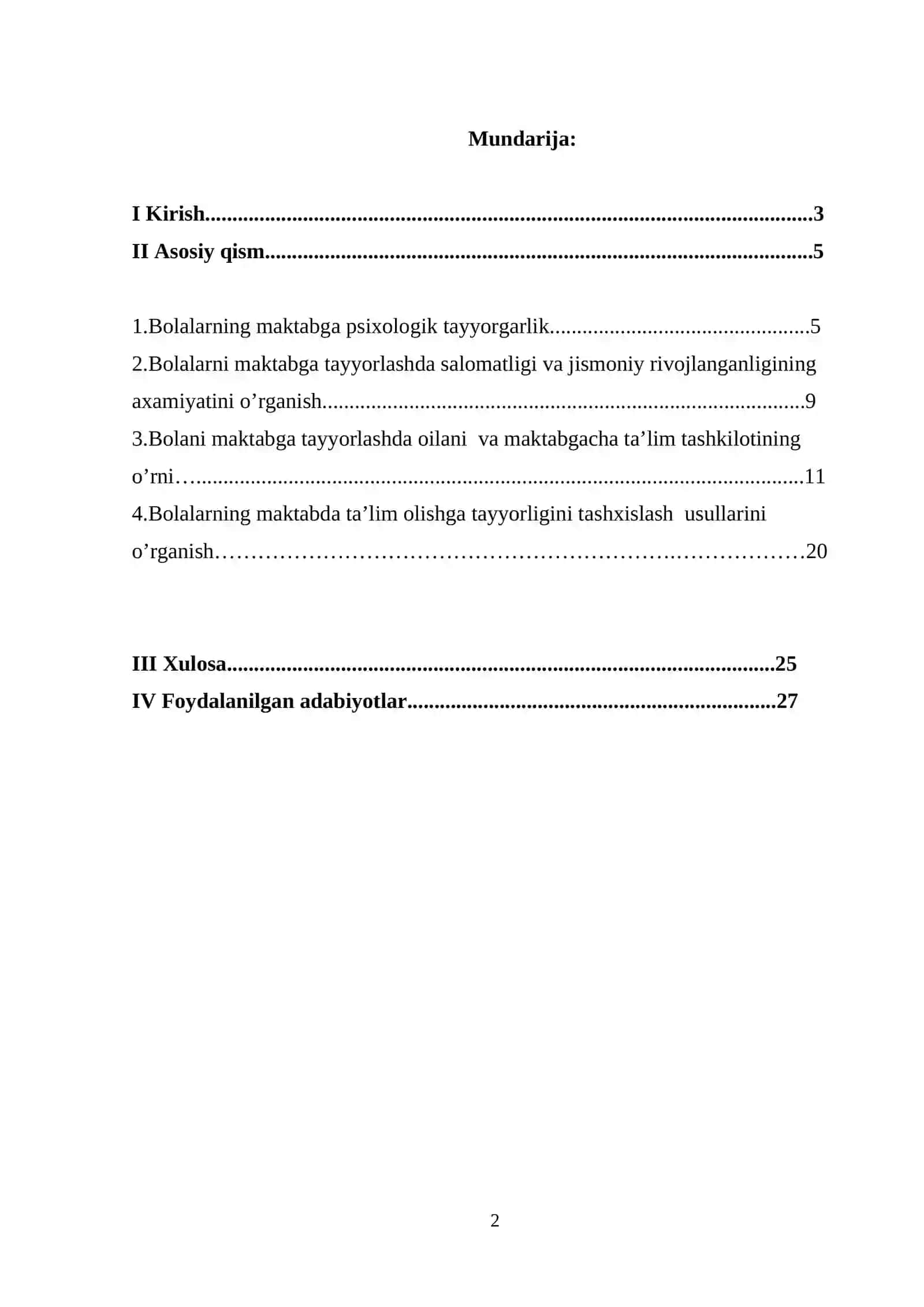 Bolalarning maktabda ta’lim olishga tayyorgarligi tashxislash usullari 2