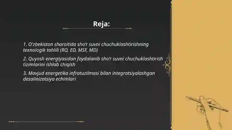 O'zbekiston sharoitida sho‘r suvlarni chuchuklashtirish g‘oyasini yaratish 2