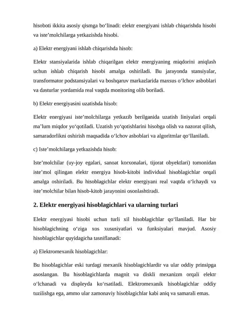 Elektr tarmoqlarining hisobi va nazorati 2