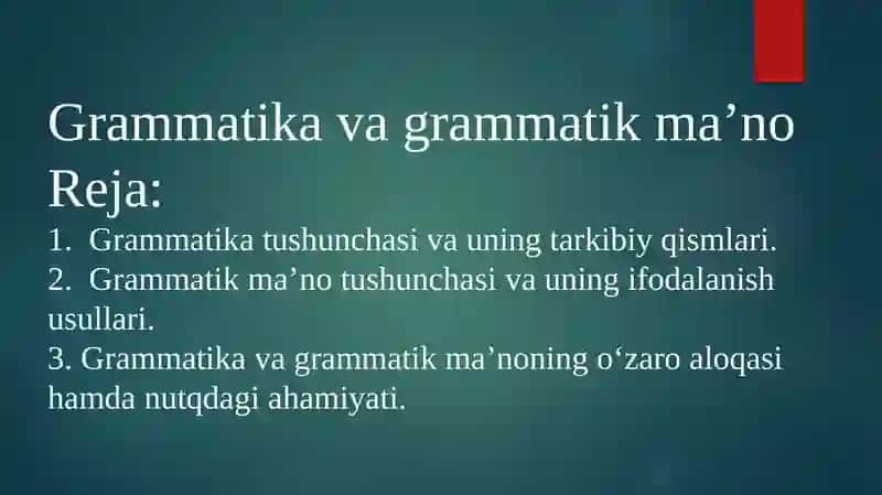Grammatika va grammatik maʼno 2