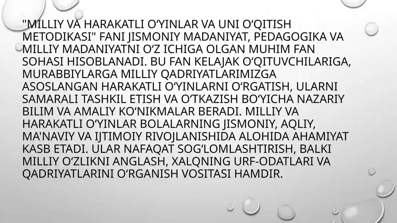 Milliy va harakatli oyinlar va uni o’qitish metodikasi fanining maqsadi hamda vazifalari 2
