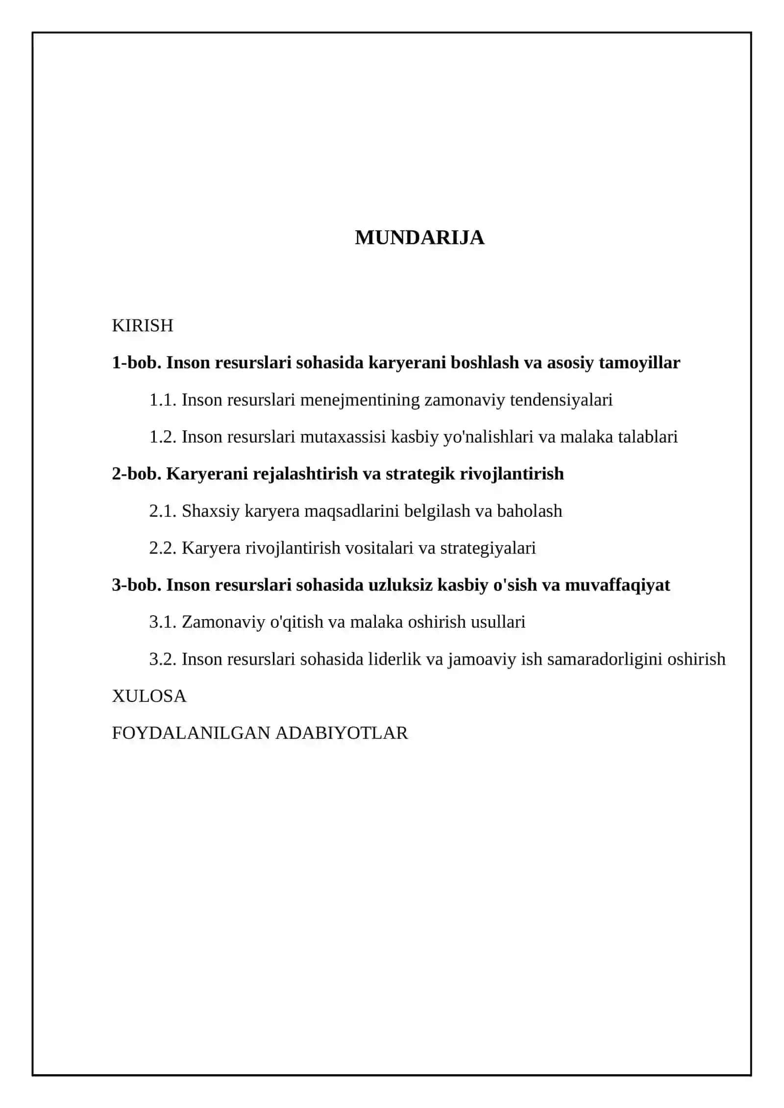 Inson resurslari karyerasini rejalashtirish va rivojlantrirish 2