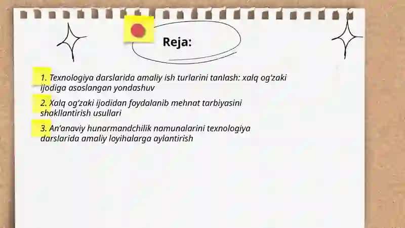Texnalogiya darslarida amaliy ish turlari 2