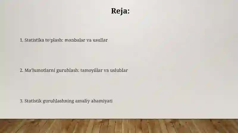Statistik jamlash va guruhlash 2