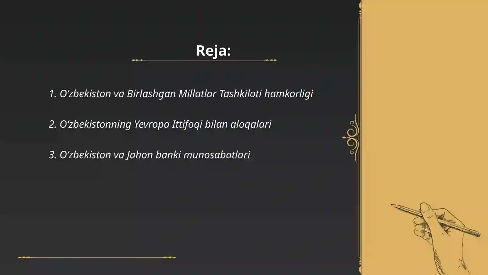 Oʻzbekiston respublikasining butunjahon tashkiloti bilan hamkorligi 2