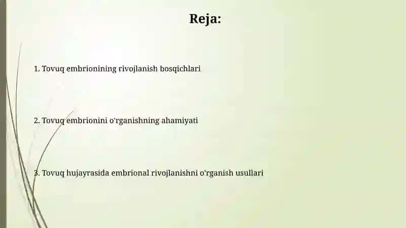 Tovuq hujayrasida embrional rivojlanishni o'rganish 2