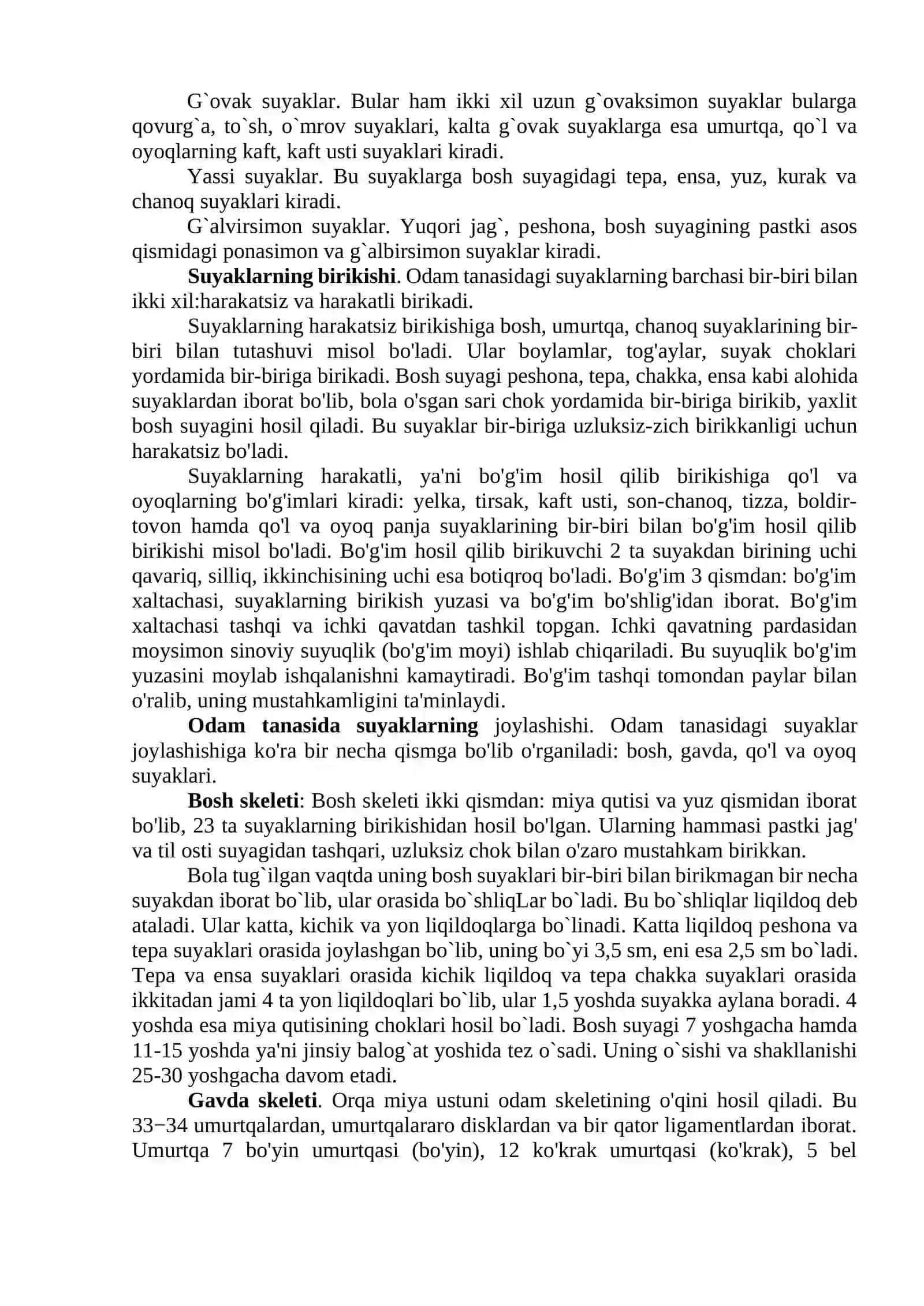 Suyaklarning tuzilishi va tarkibi 2
