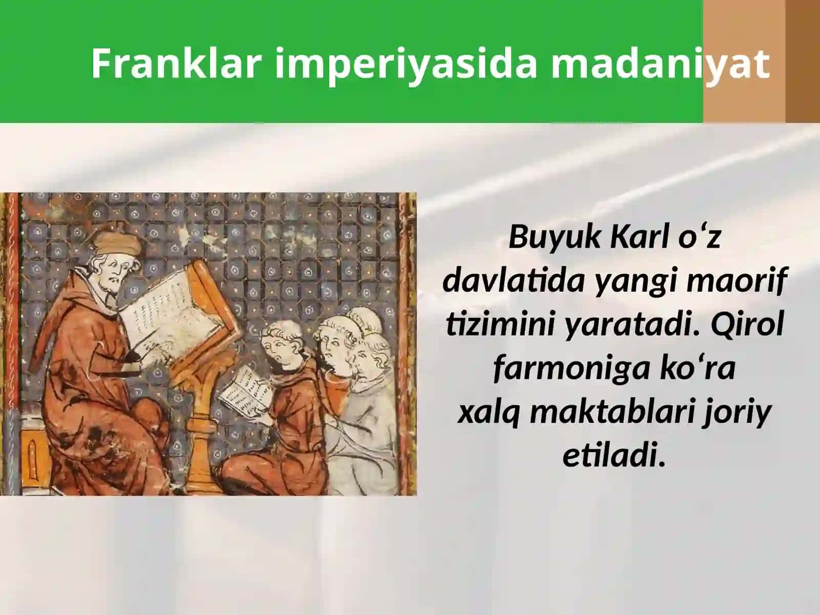 7-sinf Jahon tarixi fanidan Yevropa xalqlari madaniyati dars taqdimot 2