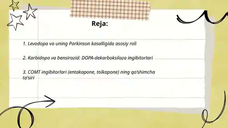 Parkinson kasalligini davolashda ishlatiladigan dori vositalar 2