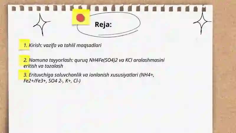 Murakkab NH4Fe(SO4)2 va KCl quruq tuzlar aralashmasi 2