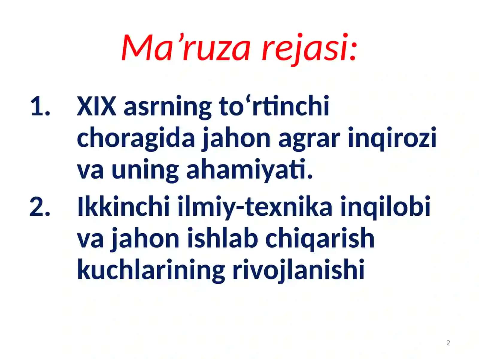 Jahon agrar inqrozi va ikkinchi ilmiy-texnik inqilobi 2