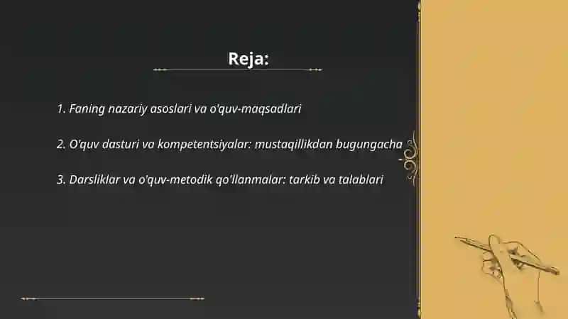 O'zbekistonning eng yangi tarixi o'quv faninig o'rganishning nazariy uslubiy asoslari 2