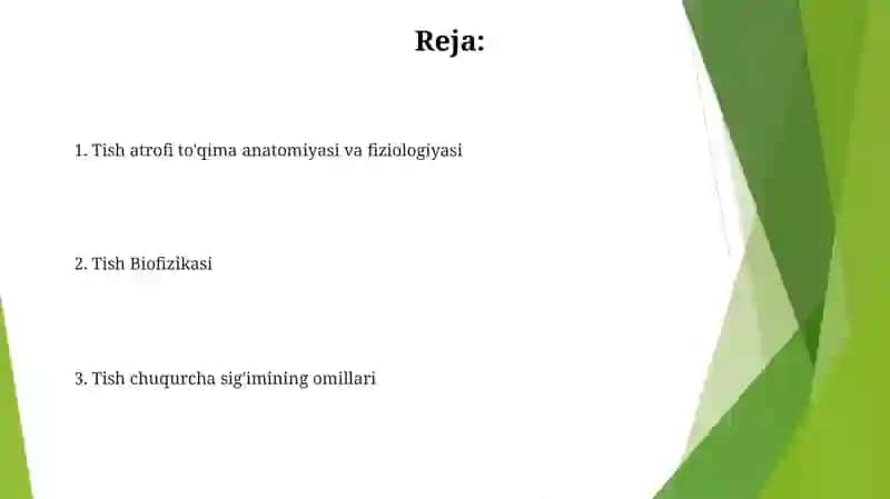 Tish Biofizikasi va Tish Chuqurchasi Barqarorligi 2