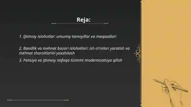 O‘zbekistonda ijtimoiy sohada amalga oshirilayotgan o‘zgarishlar mazmun va mohiyati 2
