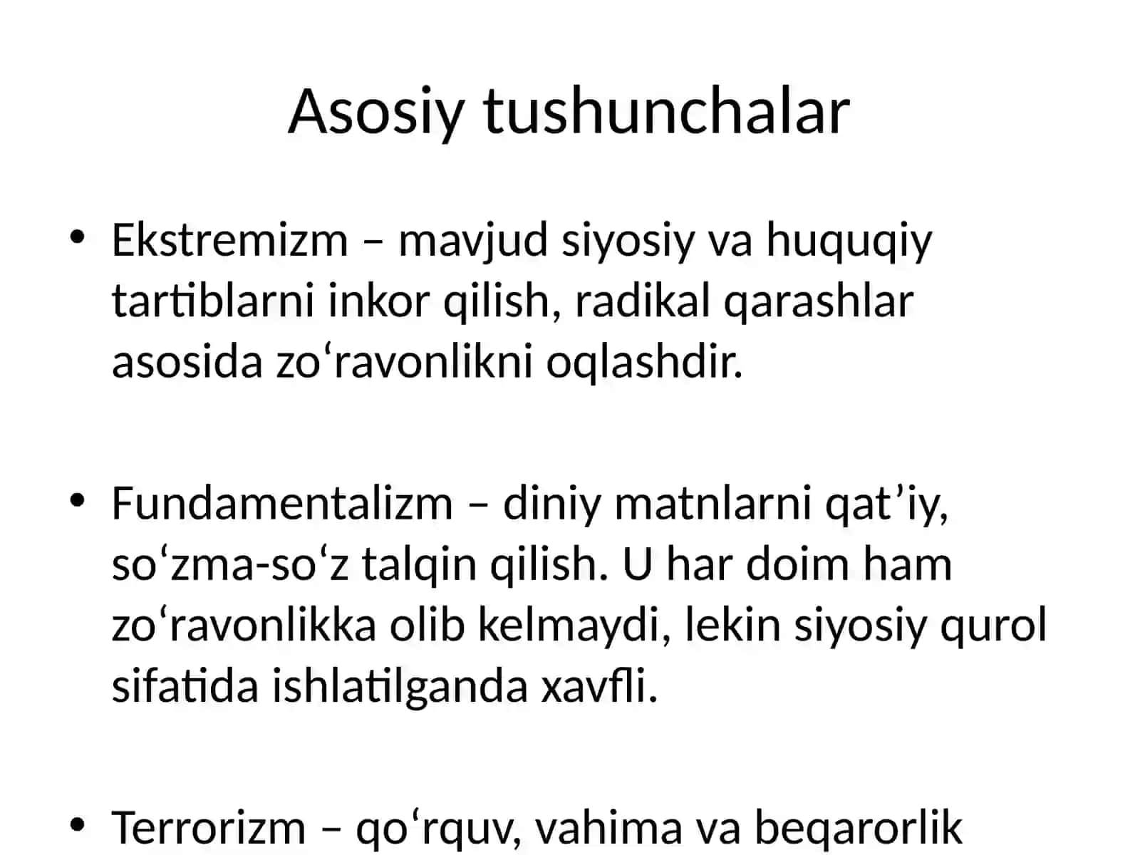 Diniy ekstremizm, fundamentalizm va terrorizm 2
