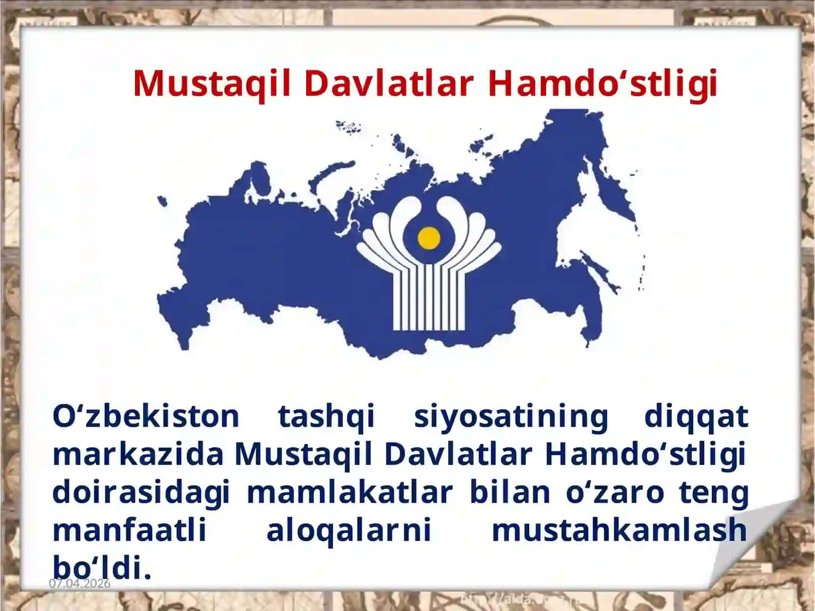 11-sinf O‘zbekistontarixi fanidarsligi asosida 22-mavzu 2