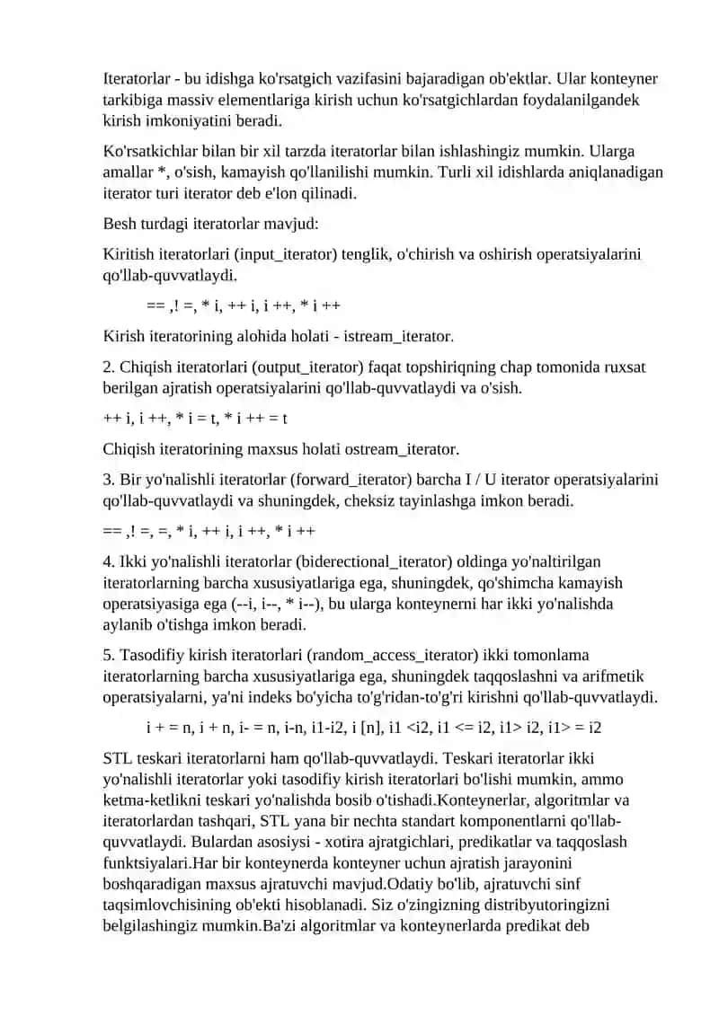 STL C ++ Standart Shablon Kutubxona 2