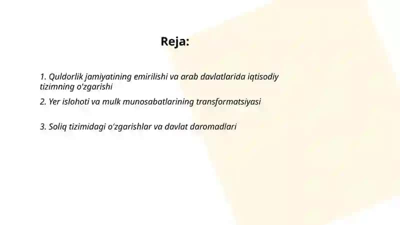 Quldorlik jamiyatining emirilishi davrida arab davlatlaridagi iqtisodiy g'oyalar 2
