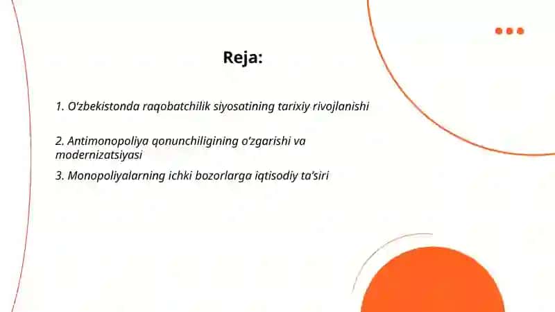 O‘zbekistonda Raqobatchilik Muhitining Shakllanishi va Monopoliyaga Qarshi Qonunchilikning Kuchaytirilishining Ahamiyati 2