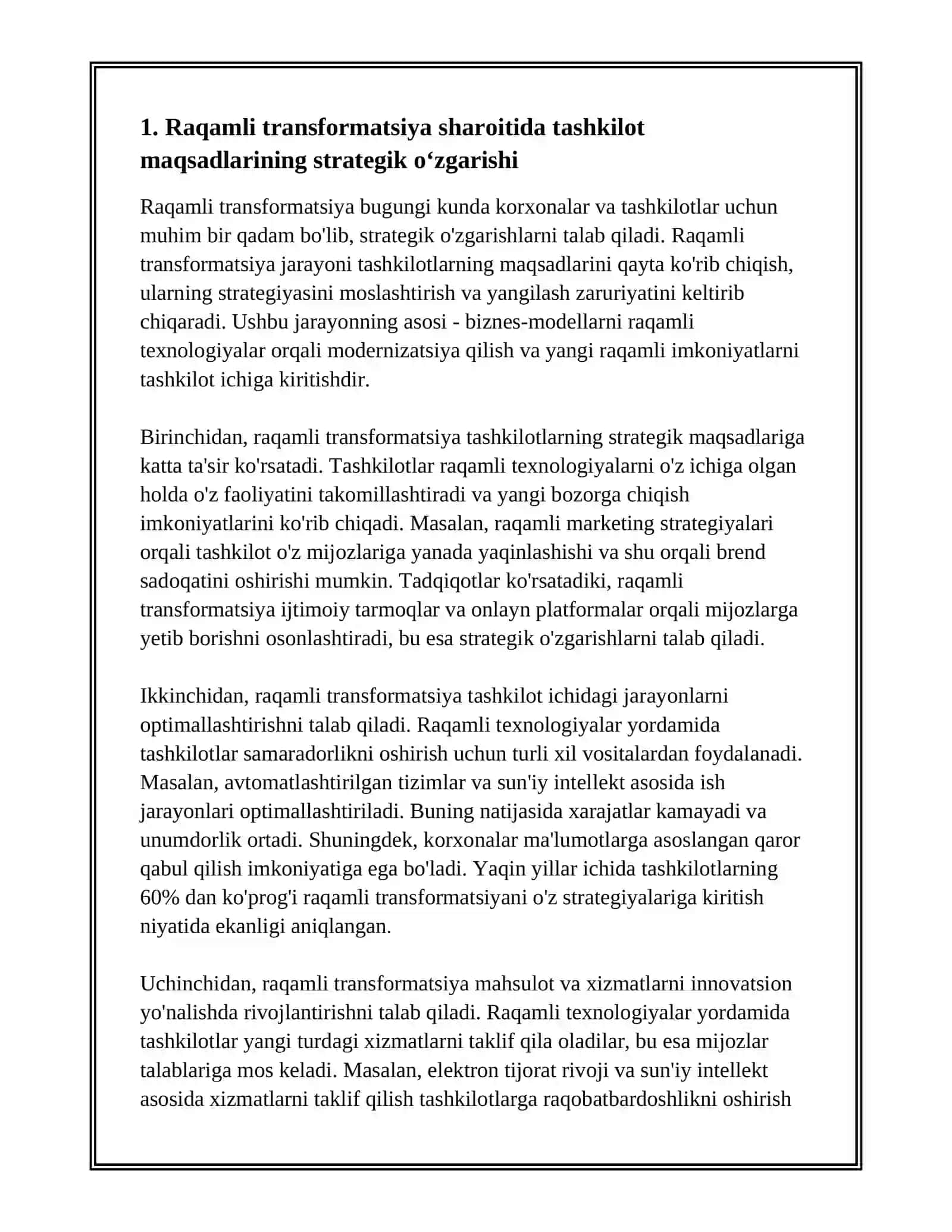 RAQAMLI TRANSFORMATSIYA SHAROITIDA TASHKILIY MAQSAD VA PERSONAL SIYOSATINING EVOLYUTSIYASI 2