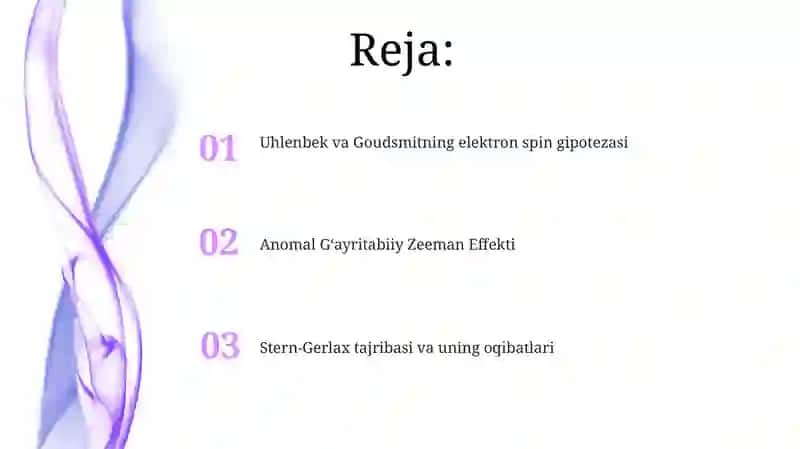 Ulenbek va Gaudsmit tajribalari va elektron spini 2