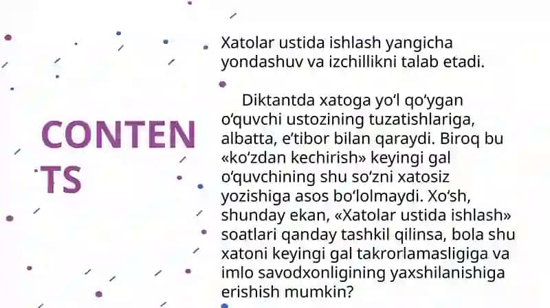 Xatolar ustida ishlash 2