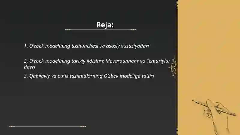 Oʻzbek modeli va uning tarixiy ahamiyati 2