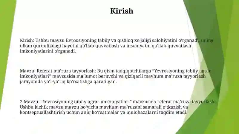Pereparationof An Abstract Lecture On “Natural-Agrarian Possibillites Of Eurasia” 2