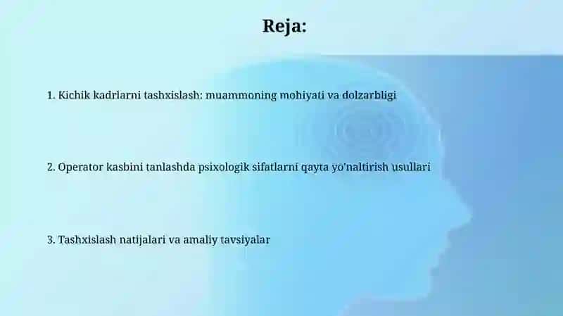 Malakali kadrlarni diagnostik qlsh operatorlik kasbin tanlash reorientatsya psixologk sifatda 2