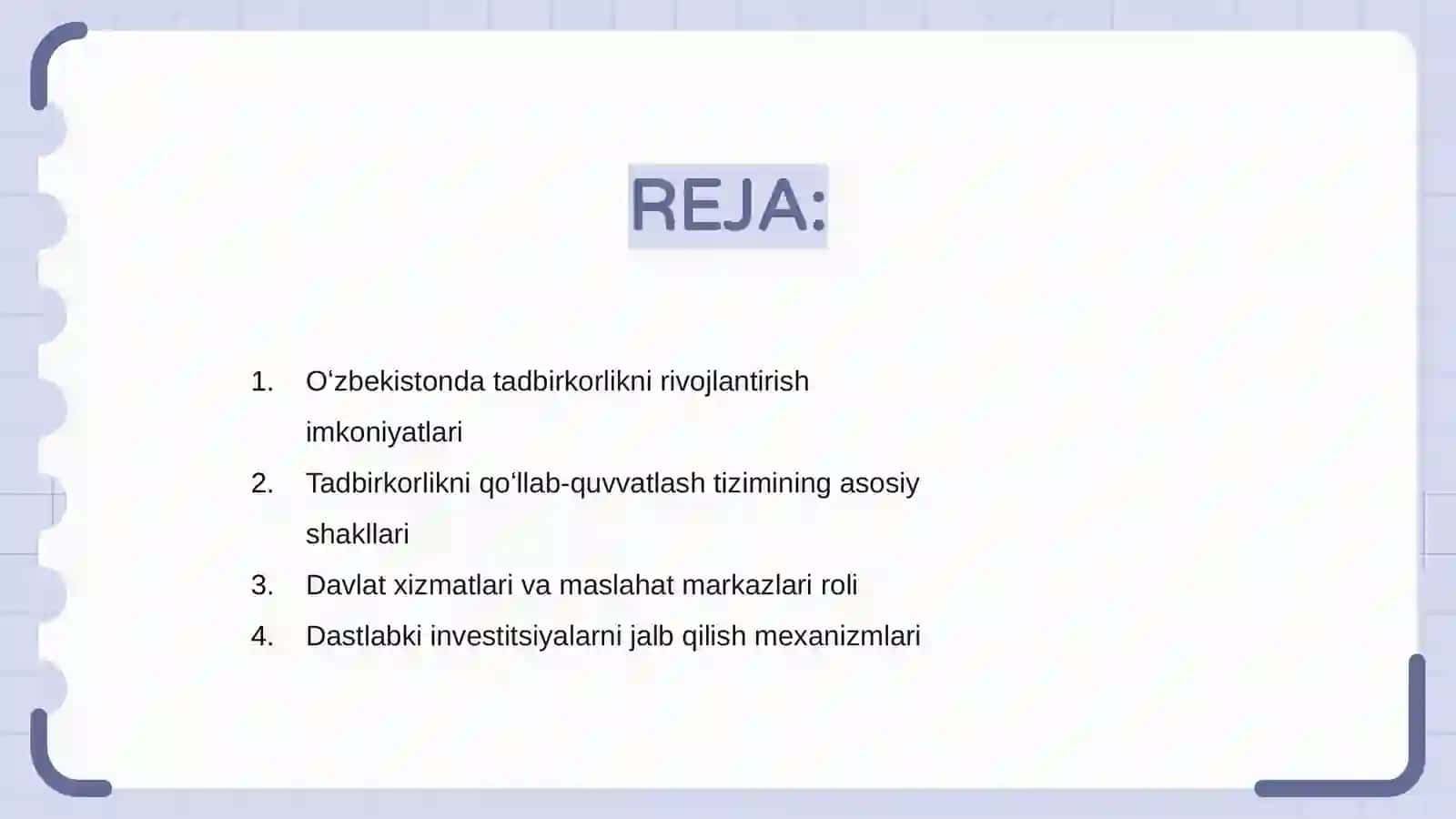 Oʻzbekistonda tadbirkorlikni qoʻllab quvvatlash tizimi 2