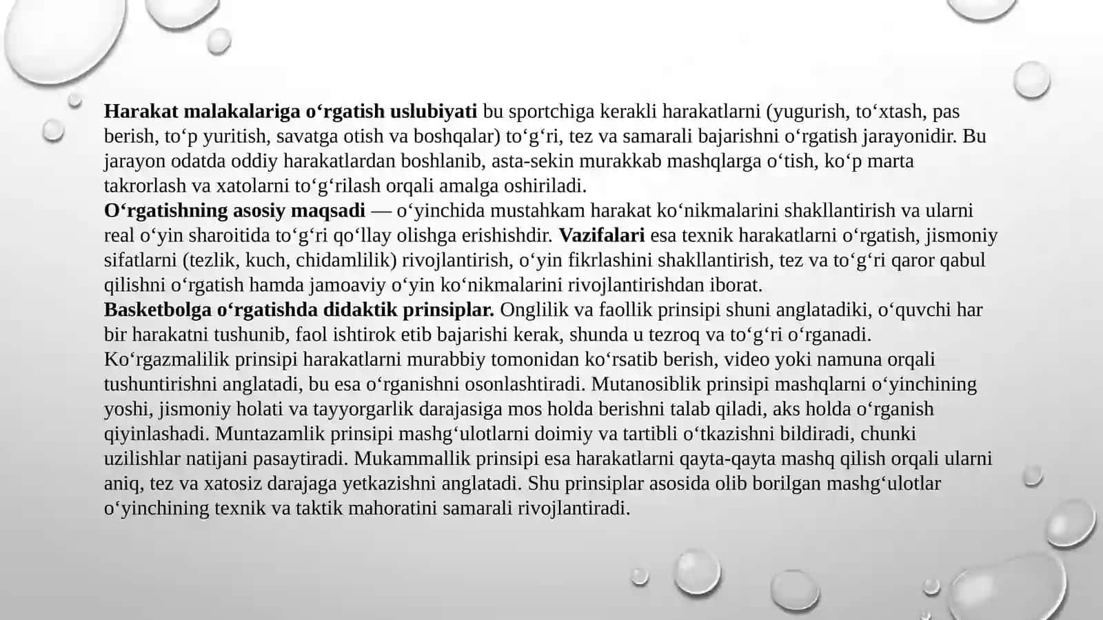 Harakat Malakalari O'rgatish Usullari 2