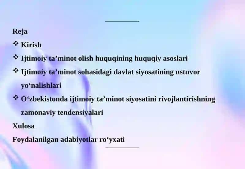FUQAROLARNING IJTIMOIY TA’MINOT OLISH HUQUQI BO‘YICHA DAVLAT SIYOSATINING ASOSIY YO‘NALISHLARI 2